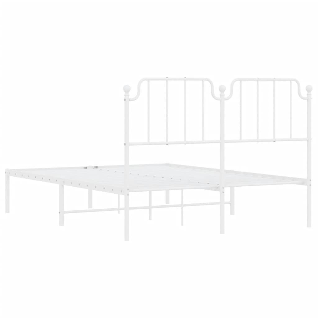 vidaXL Metal Bed Frame without Mattress with Headboard White 140x200 cm