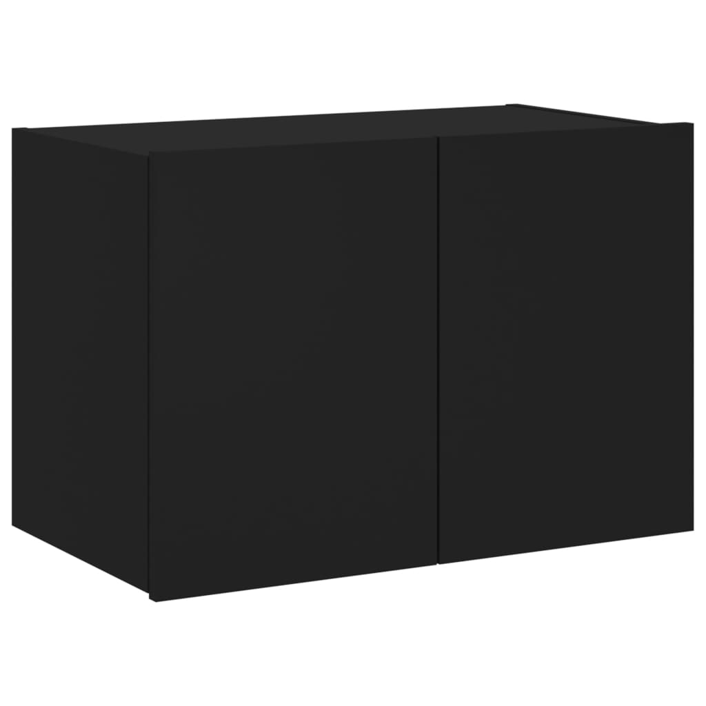 vidaXL TV Wall Cabinet with LED Lights Black 60x35x41 cm