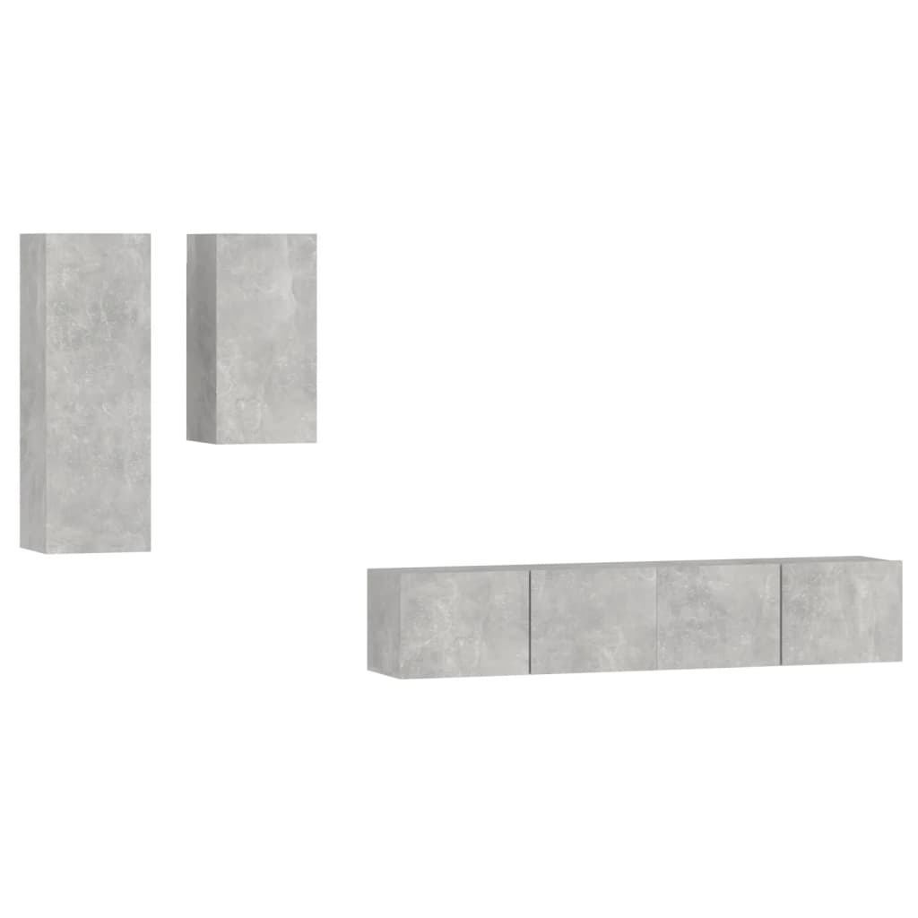 vidaXL 4 Piece TV Cabinet Set Concrete Grey Engineered Wood