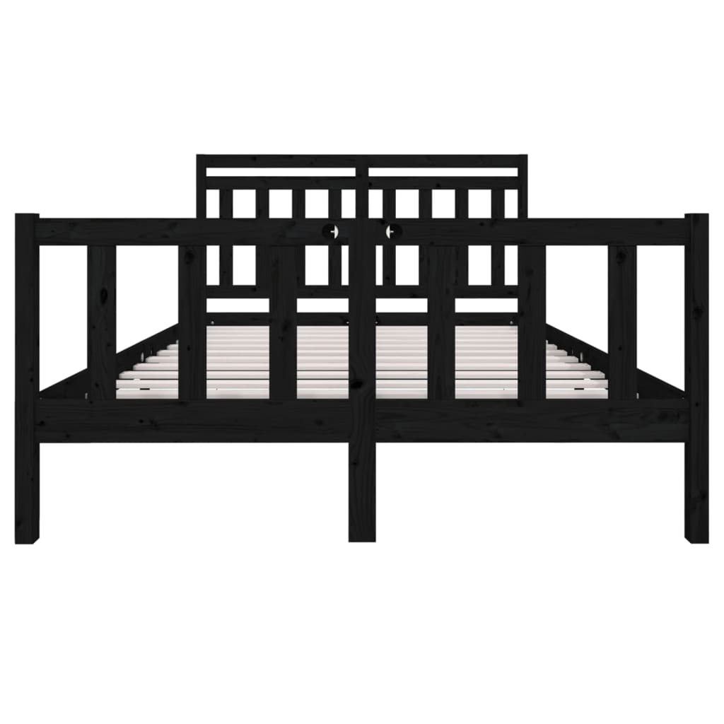 vidaXL Bed Frame without Mattress Black Solid Wood 140x190 cm (810066+814098)