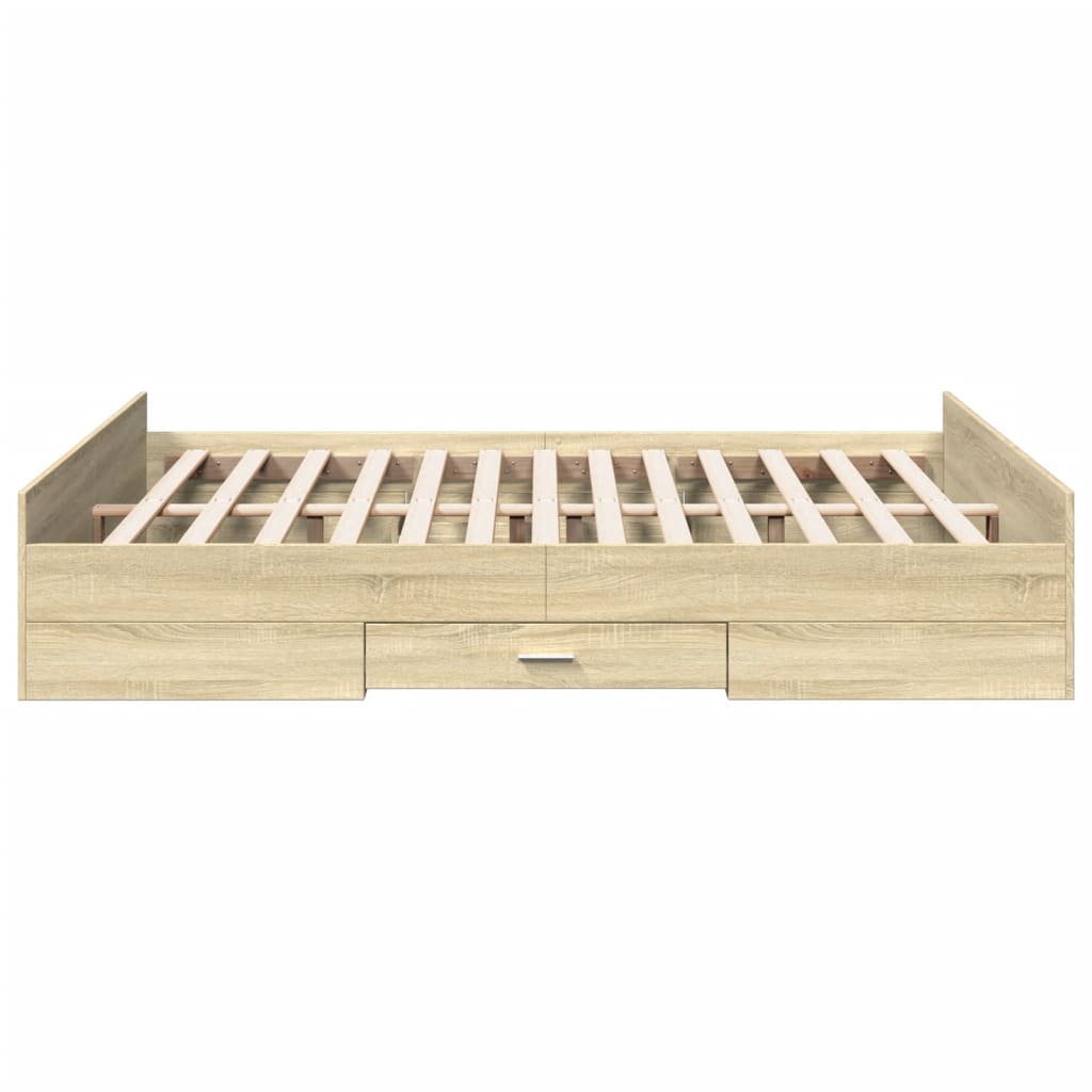 vidaXL Bed Frame with Drawers without Mattress Sonoma Oak 160x200 cm