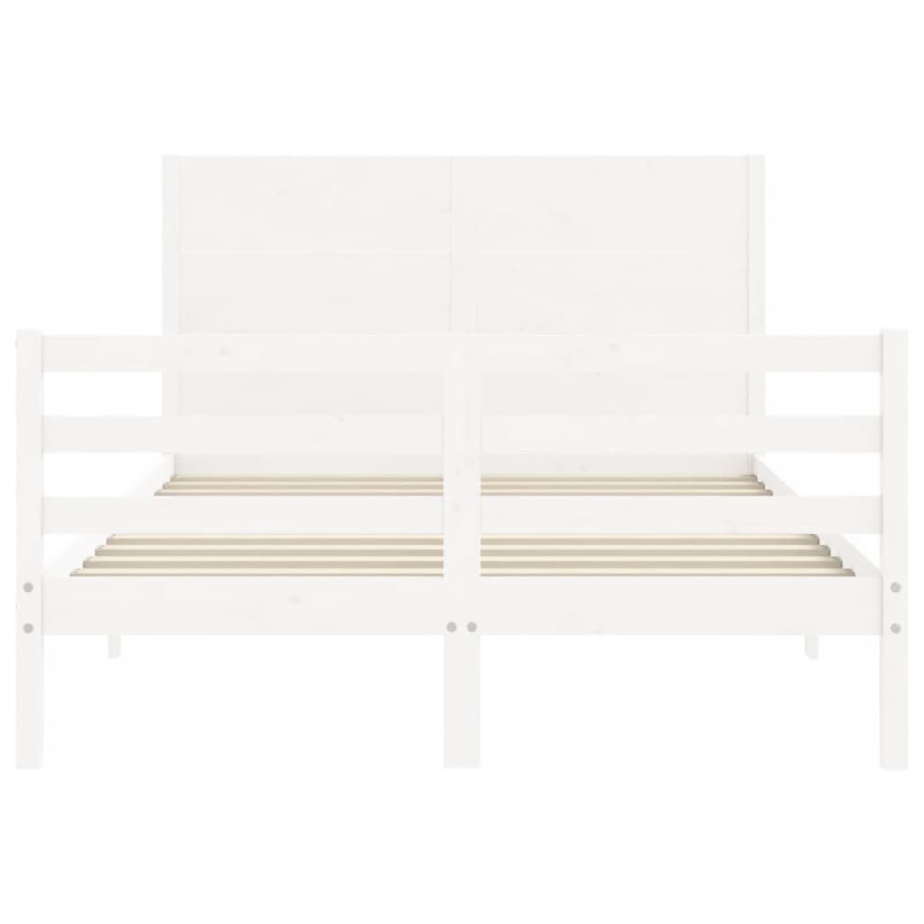 vidaXL Bed Frame without Mattress White Double Solid Wood