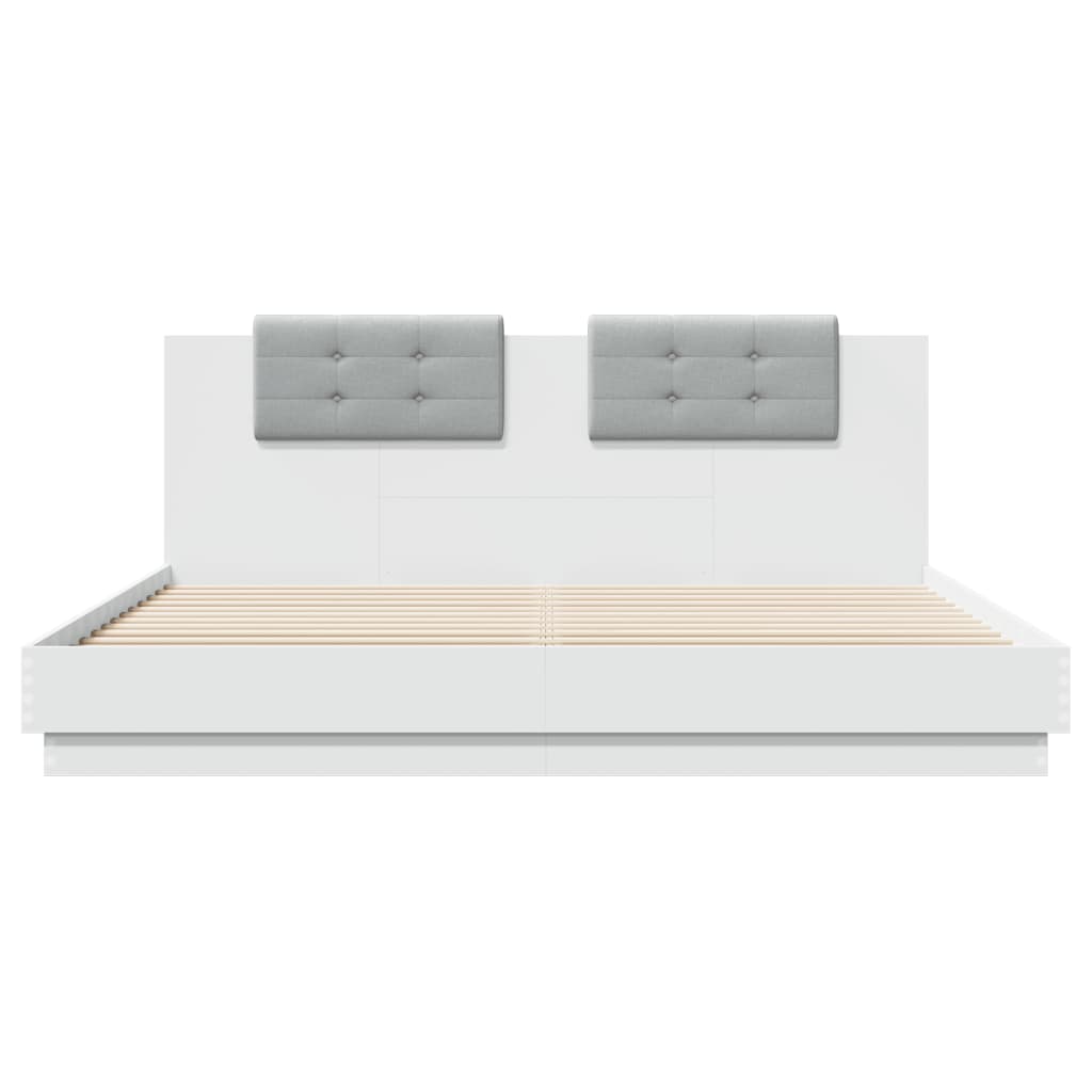 vidaXL Bed Frame with LED without Mattress White 200x200 cm