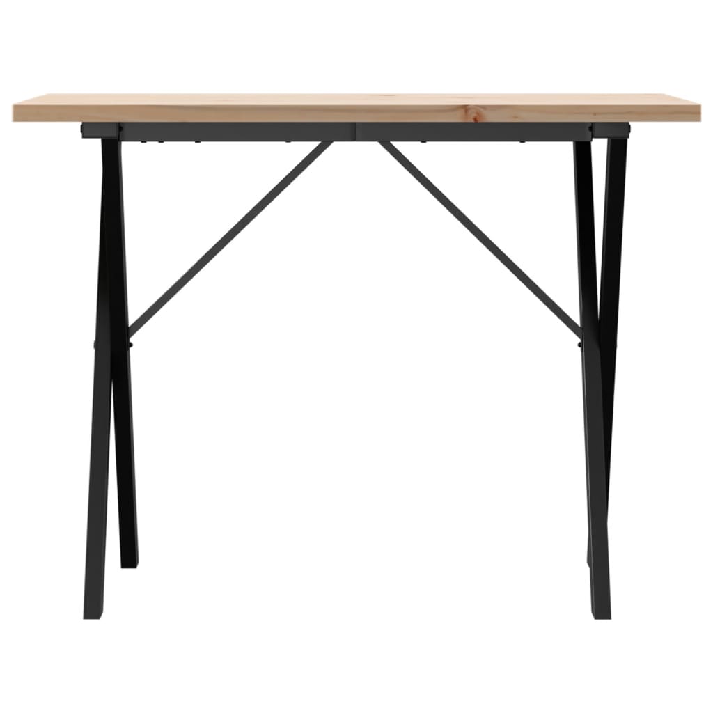 vidaXL Dining Table X-Frame 100x50x75.5 cm Solid Wood Pine and Cast Iron