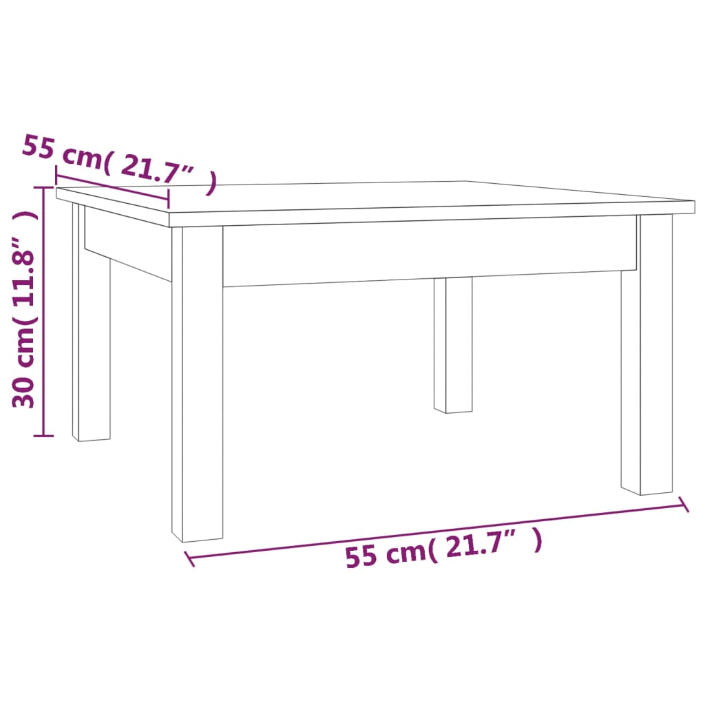 vidaXL Coffee Table Grey 55x55x30 cm Solid Wood Pine