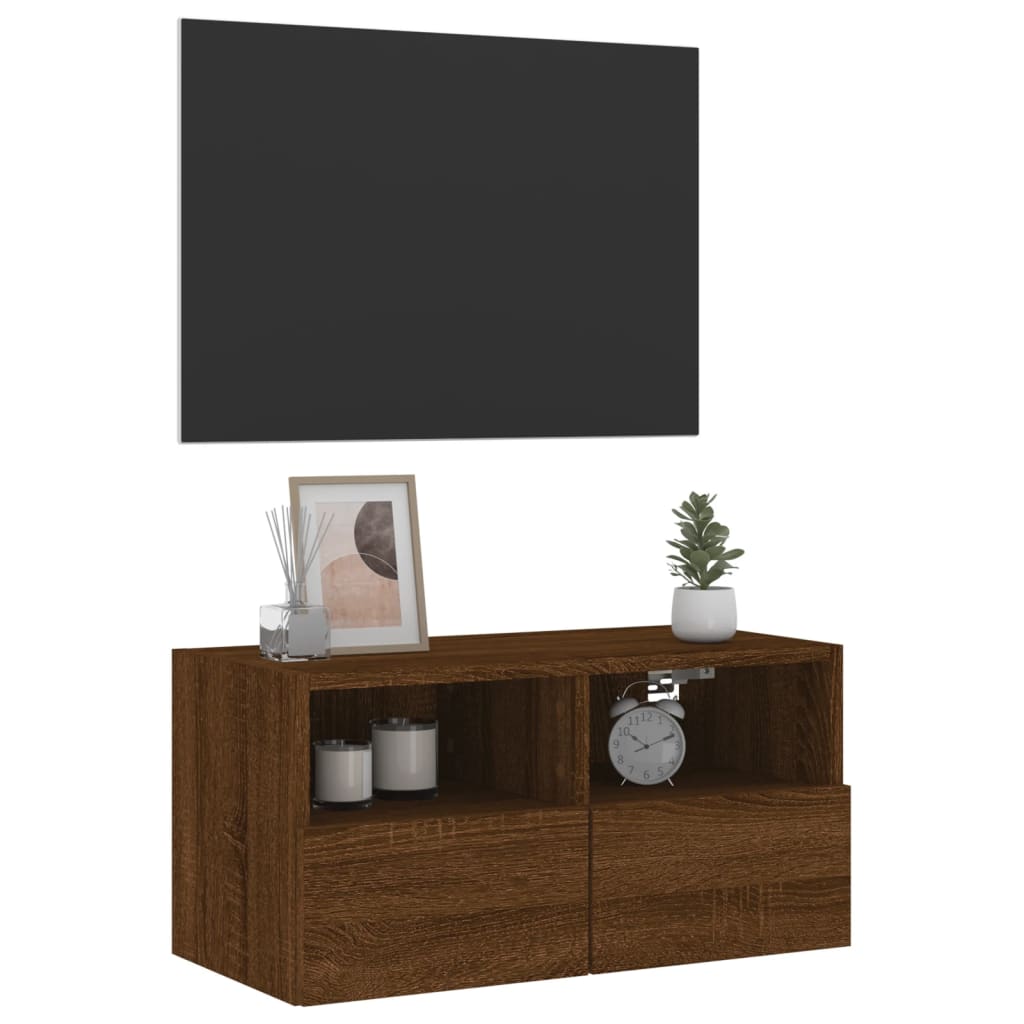 vidaXL TV Wall Cabinet Brown Oak 60x30x30 cm Engineered Wood