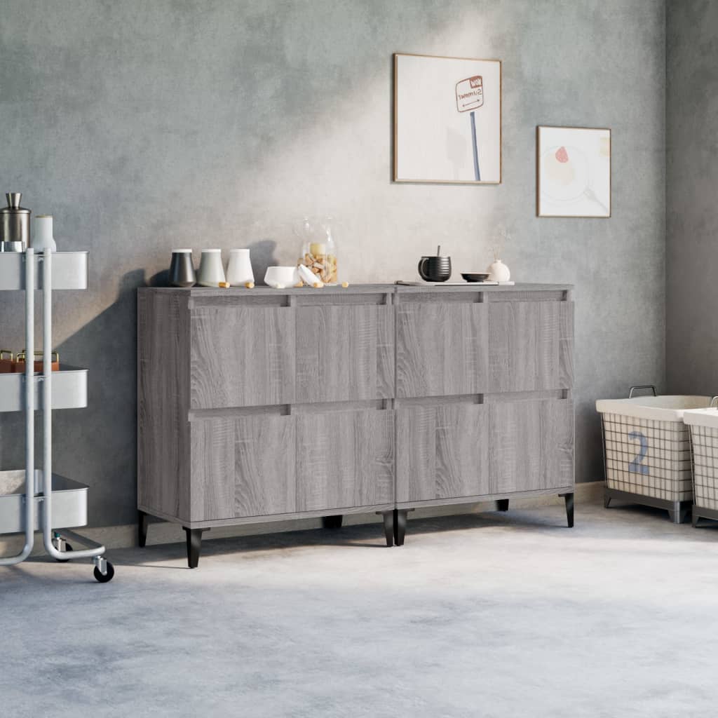 vidaXL Sideboards 2 pcs Grey Sonoma 60x35x70 cm Engineered Wood