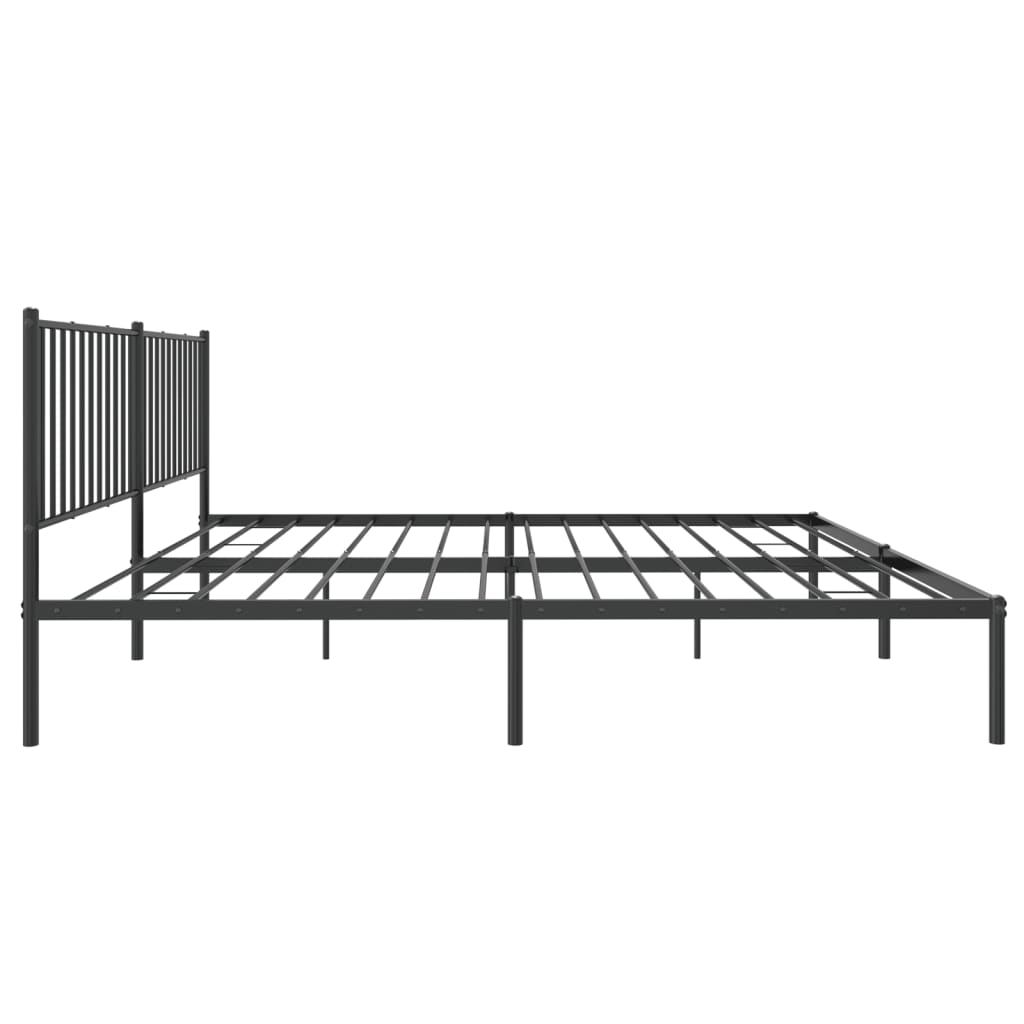 vidaXL Metal Bed Frame without Mattress with Headboard Black 183x213 cm