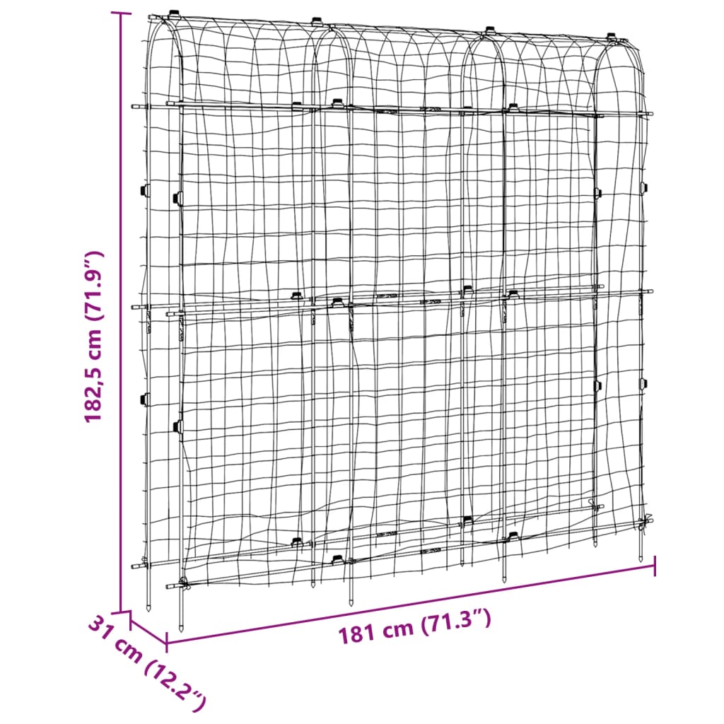 vidaXL Garden Trellis for Climbing Plants U-Shape 181x31x182.5 cm Steel