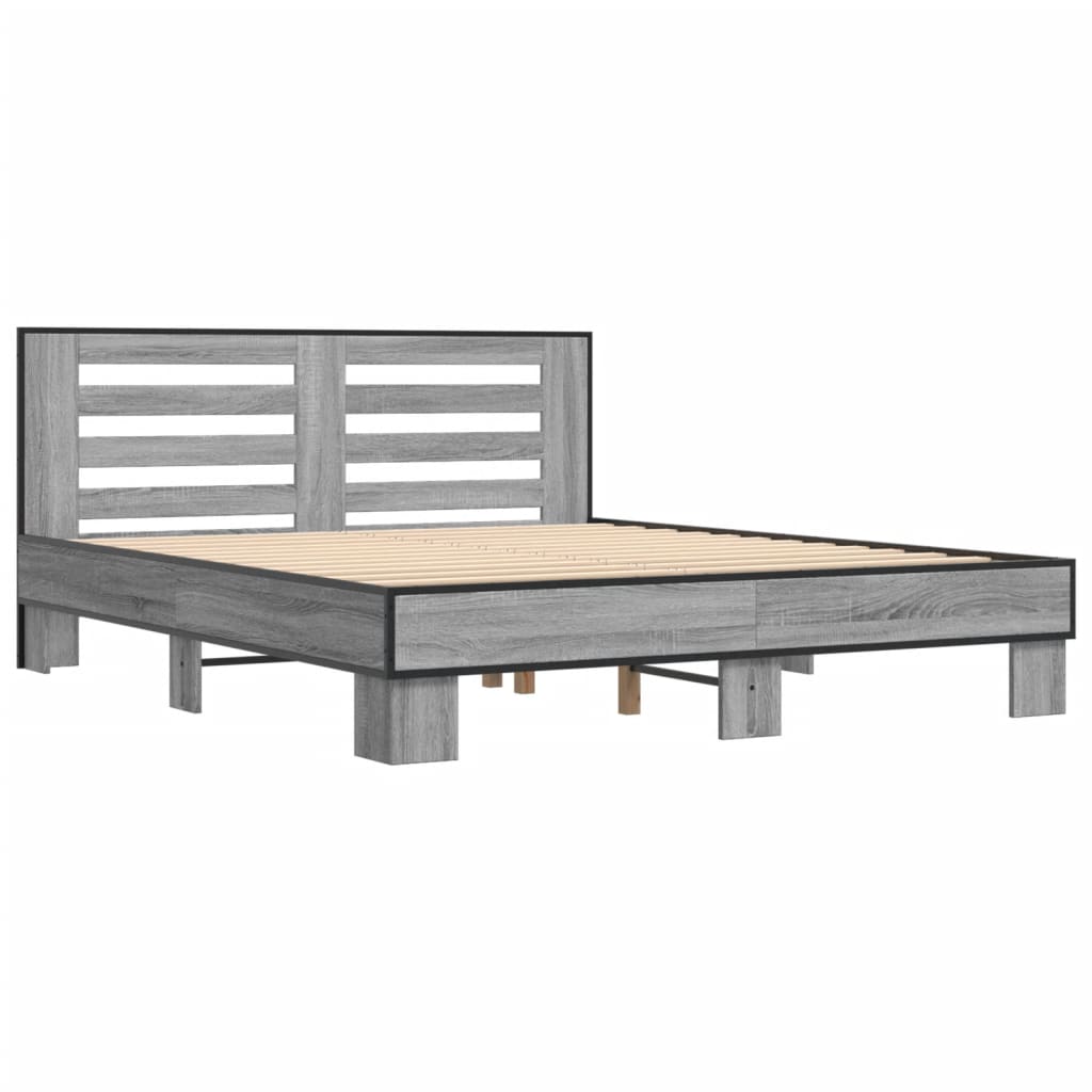 vidaXL Bed Frame without Mattress Grey Sonoma 160x200 cm