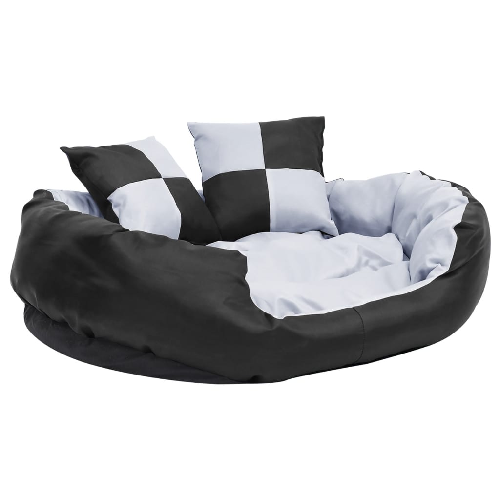 vidaXL Reversible & Washable Dog Cushion Grey and Black 85x70x20 cm