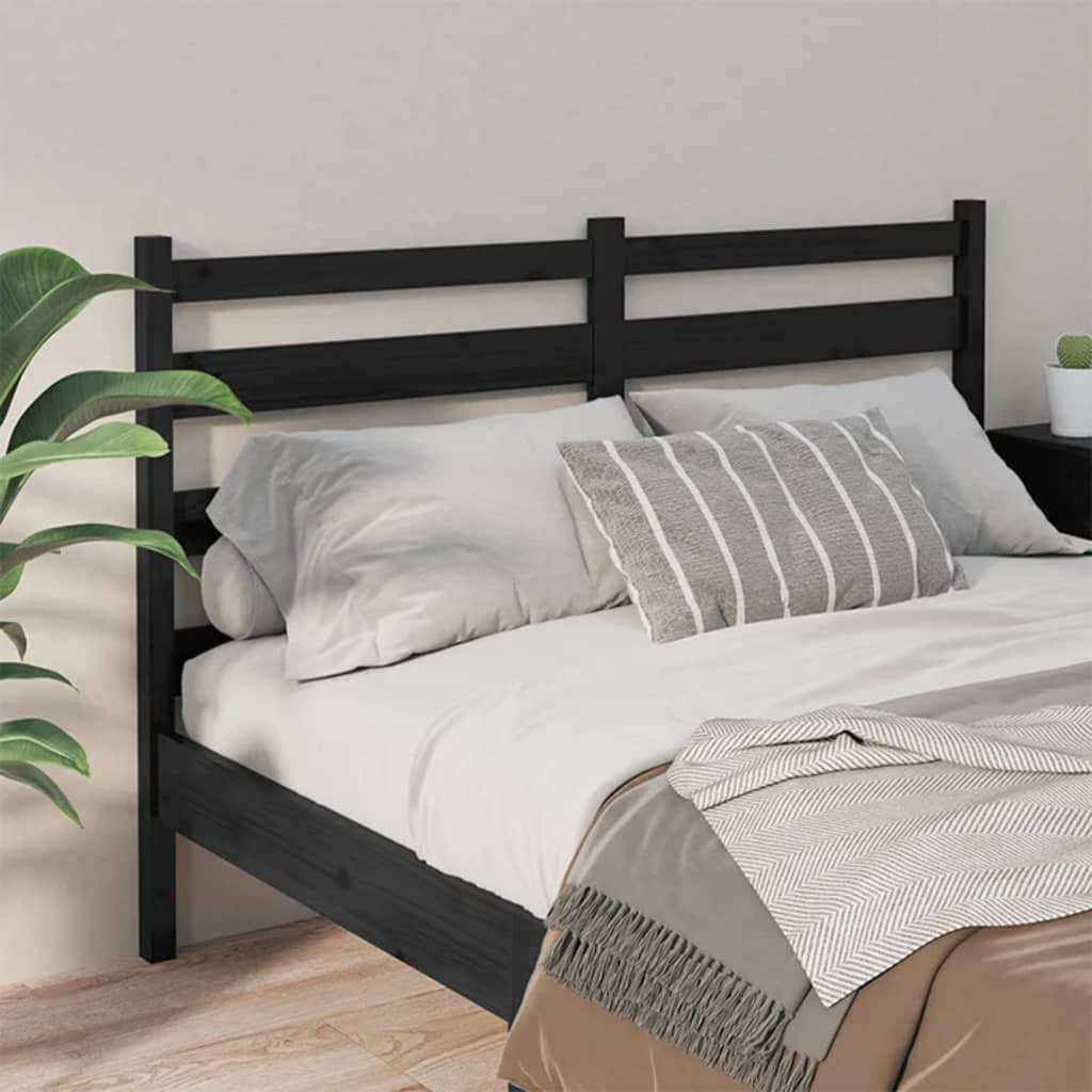 vidaXL Bed Headboard Black 206x4x100 cm Solid Wood Pine