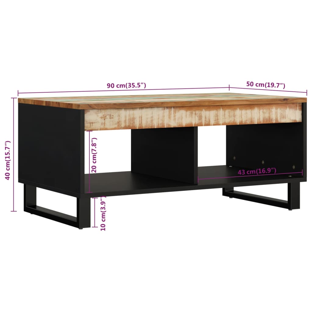 vidaXL Coffee Table 90x50x40 cm Solid Wood Reclaimed