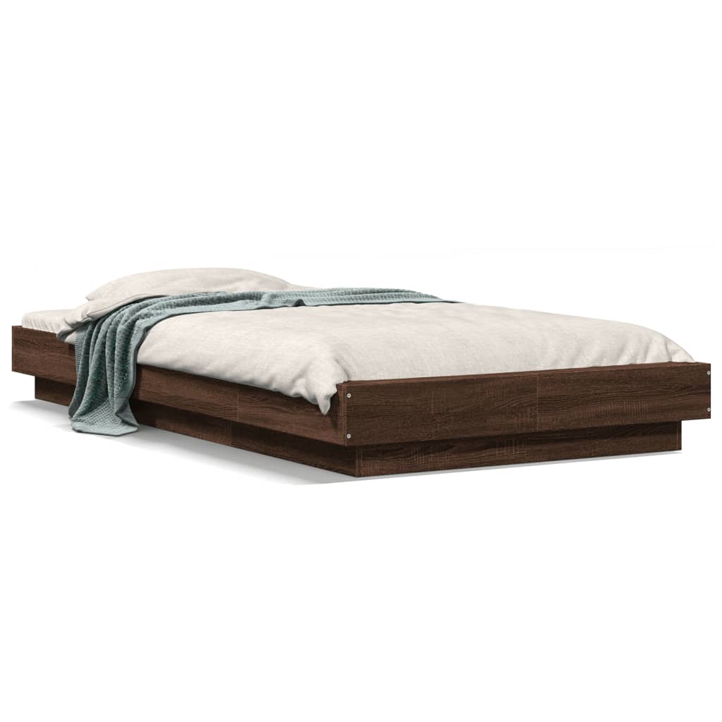 vidaXL Bed Frame without Mattress Brown Oak 75x190 cm Small Single