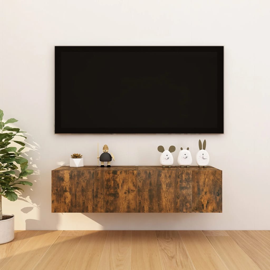 vidaXL Wall Mounted TV Cabinet 4 pcs Smoked Oak 30.5x30x30 cm