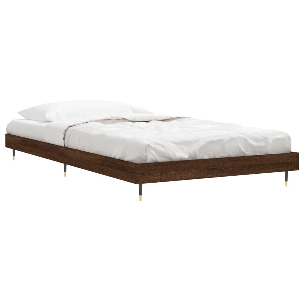 vidaXL Bed Frame without Mattress Brown Oak 90x200 cm Engineered Wood