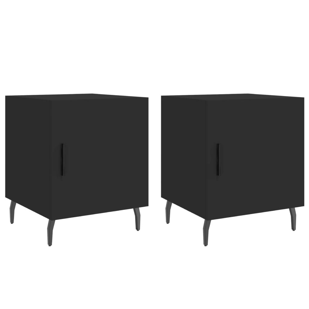 vidaXL Bedside Cabinets 2 pcs Black 40x40x50 cm Engineered Wood