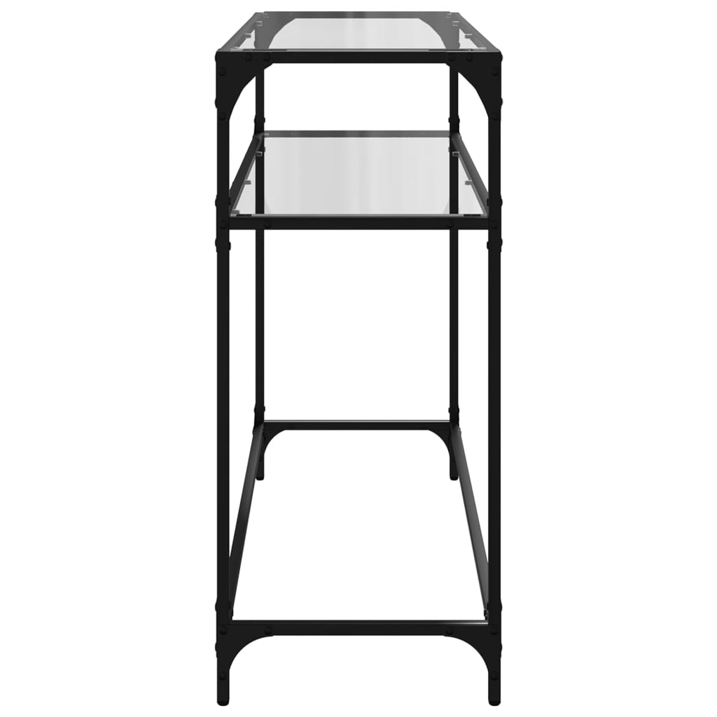 vidaXL Console Table with Transparent Glass Top 98x35x81 cm Steel