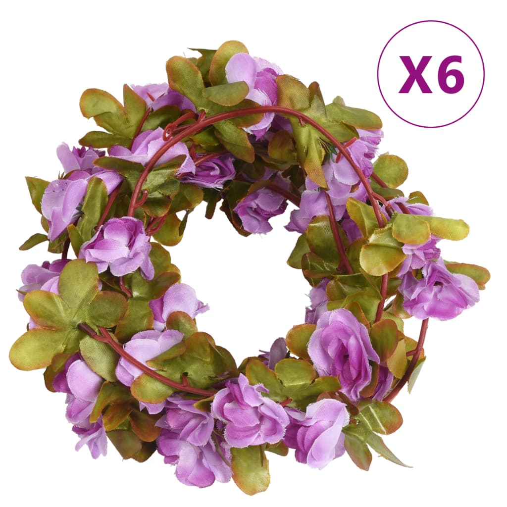 vidaXL Christmas Flower Garlands 6 pcs Light Purple 250 cm