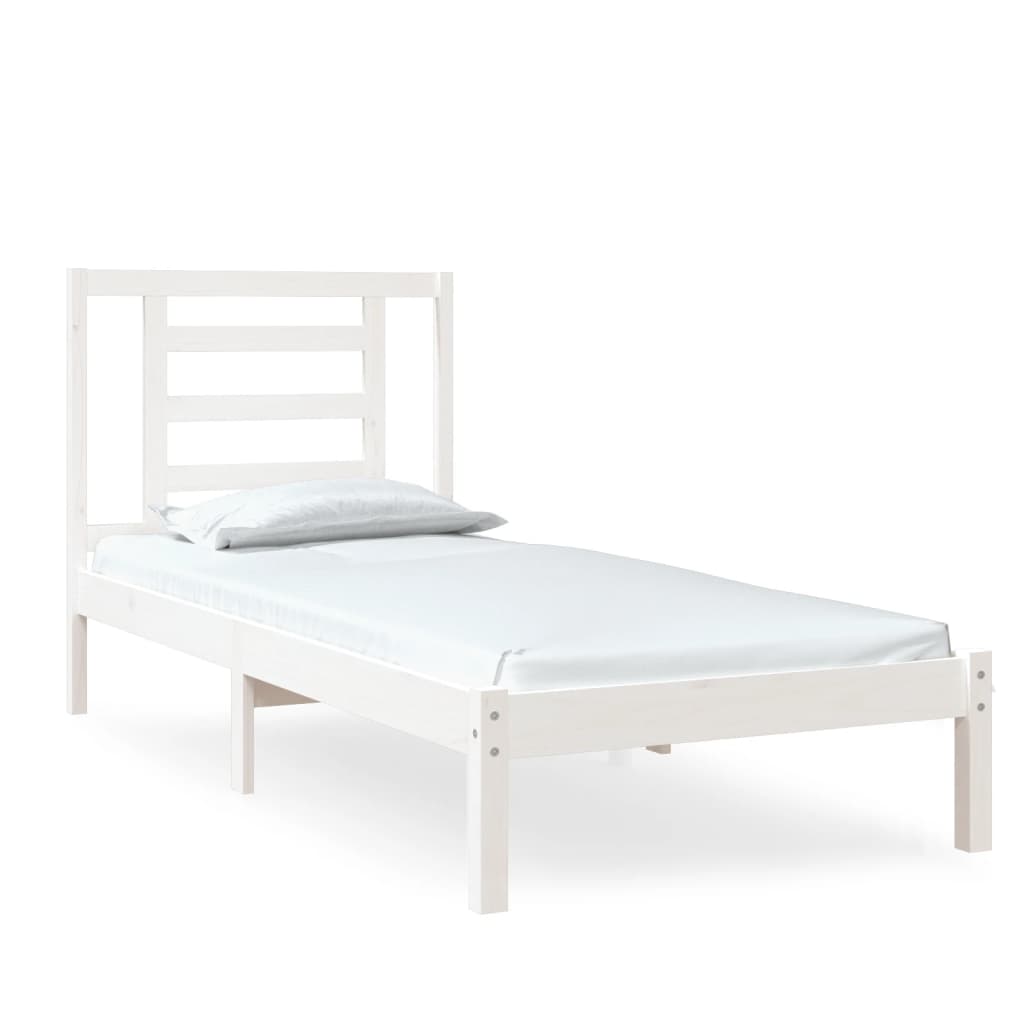 vidaXL Bed Frame without Mattress White 75x190 cm Small Single Solid Wood