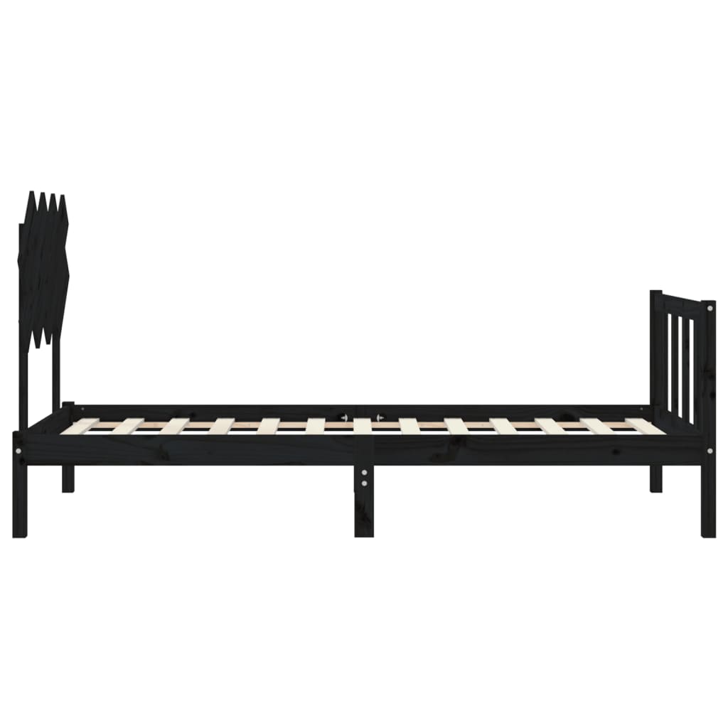 vidaXL Bed Frame without Mattress Black 90x200 cm Solid Wood Pine