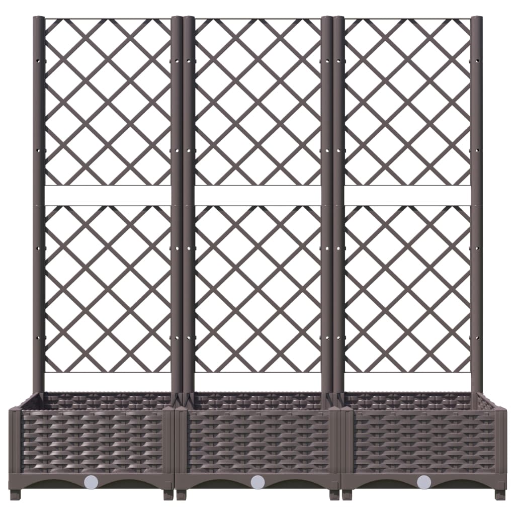 vidaXL Garden Planter with Trellis Brown 120x40x121.5 cm PP