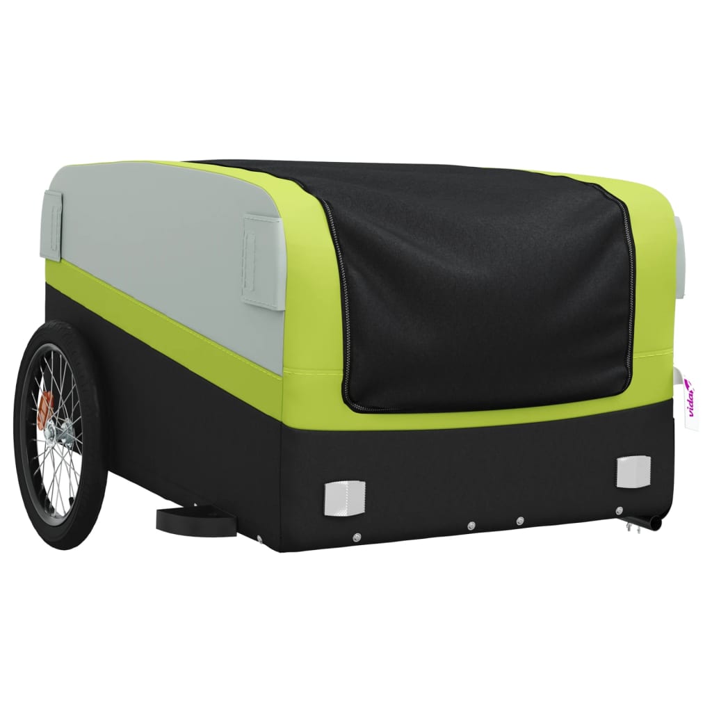 vidaXL Bike Trailer Black and Green 45 kg Iron