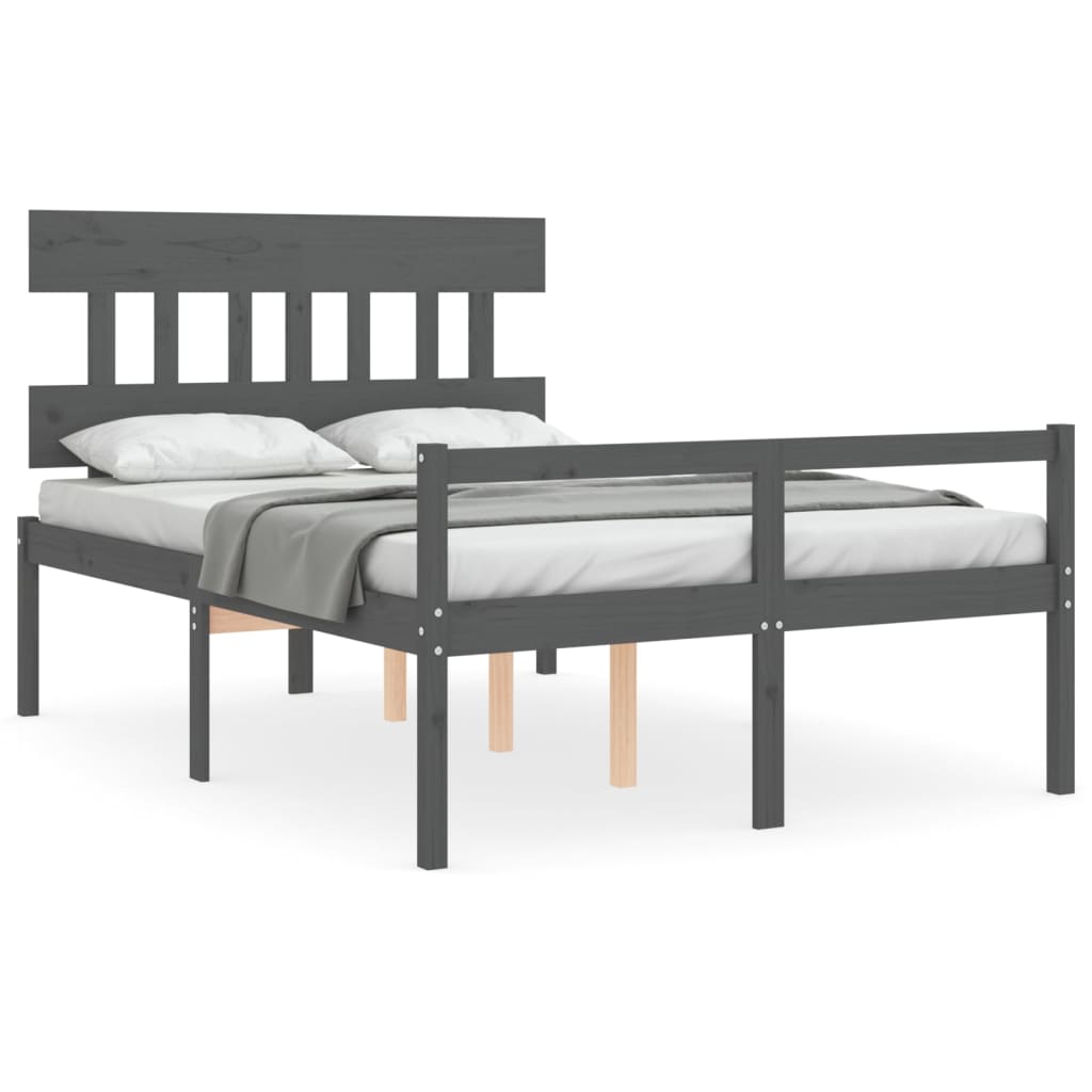 vidaXL Senior Bed without Mattress Grey 120x200 cm Solid Wood