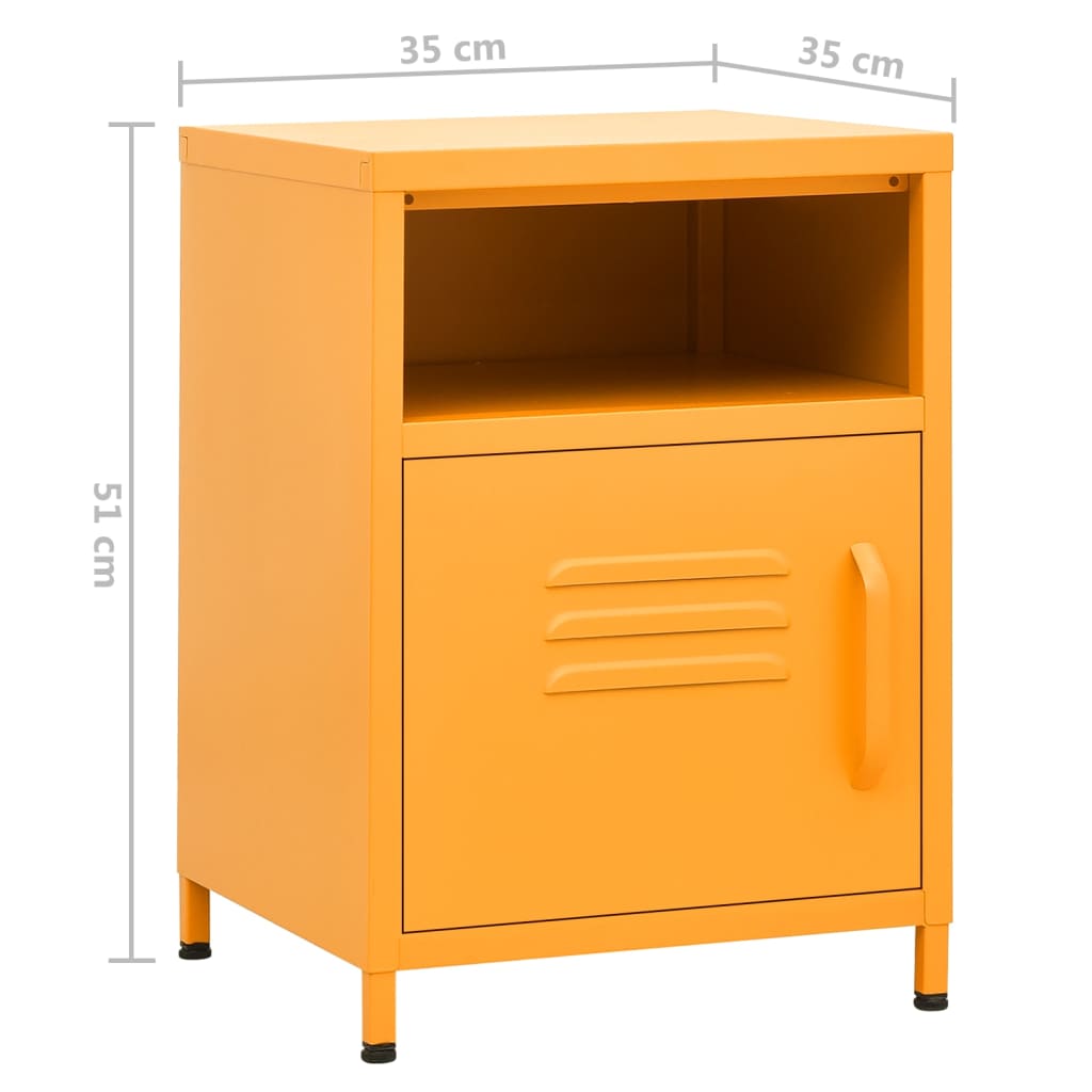 vidaXL Nightstands 2 pcs Mustard Yellow 35x35x51 cm Steel