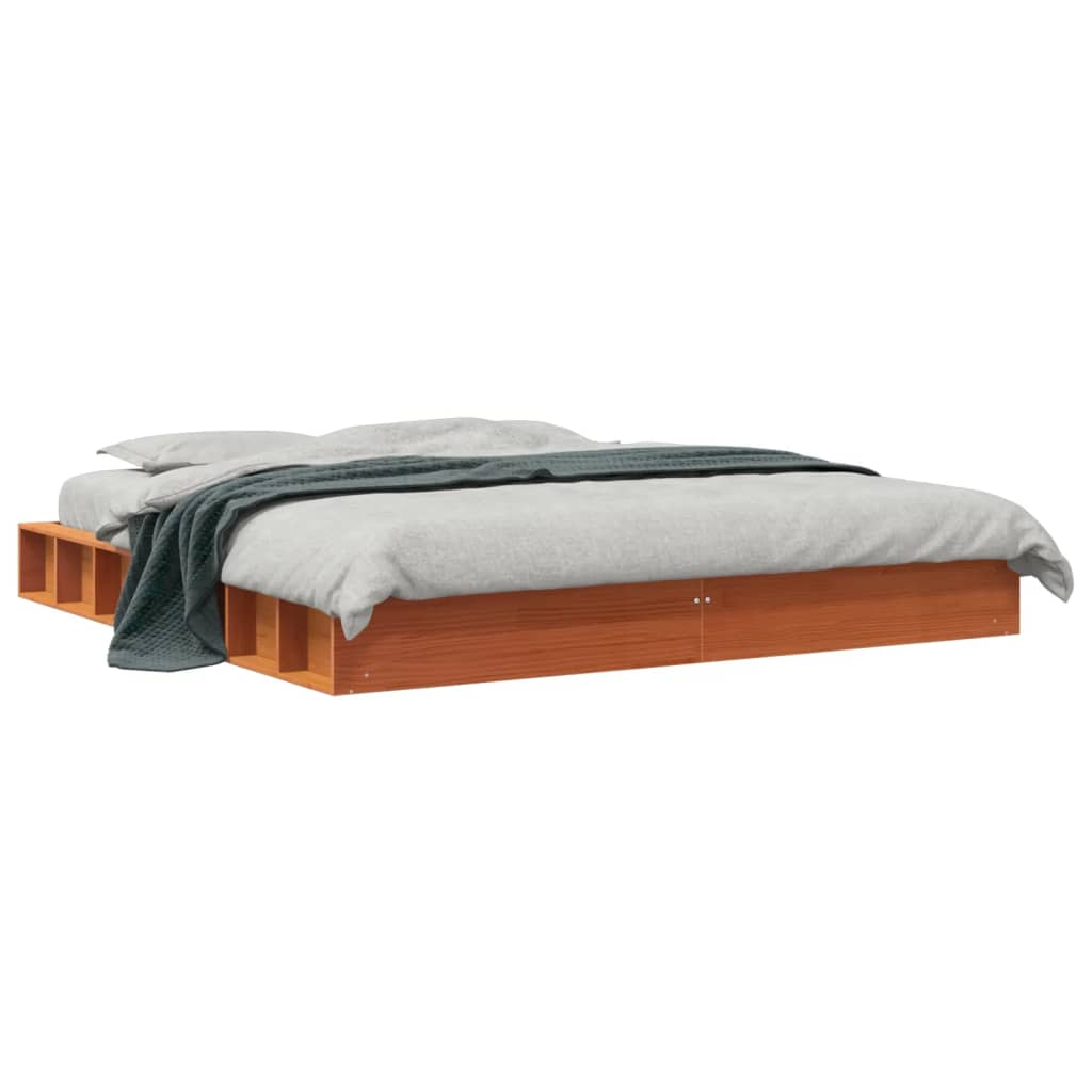 vidaXL Bed Frame without Mattress Wax Brown 180x200 cm Super King Solid Wood Pine