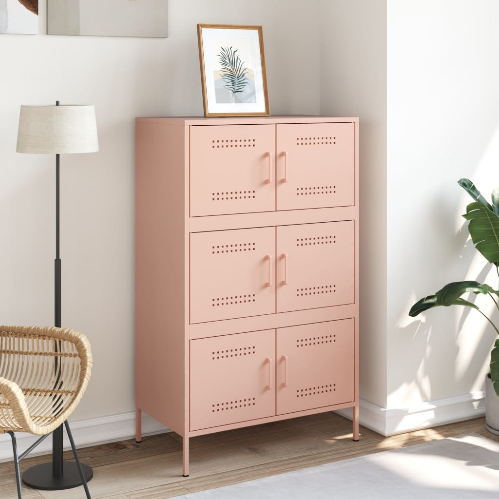 vidaXL Highboard Pink 68x39x113 cm Steel