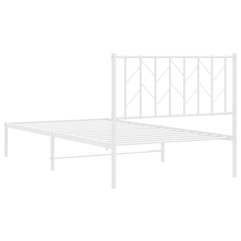 vidaXL Metal Bed Frame without Mattress with Headboard White 100x200 cm