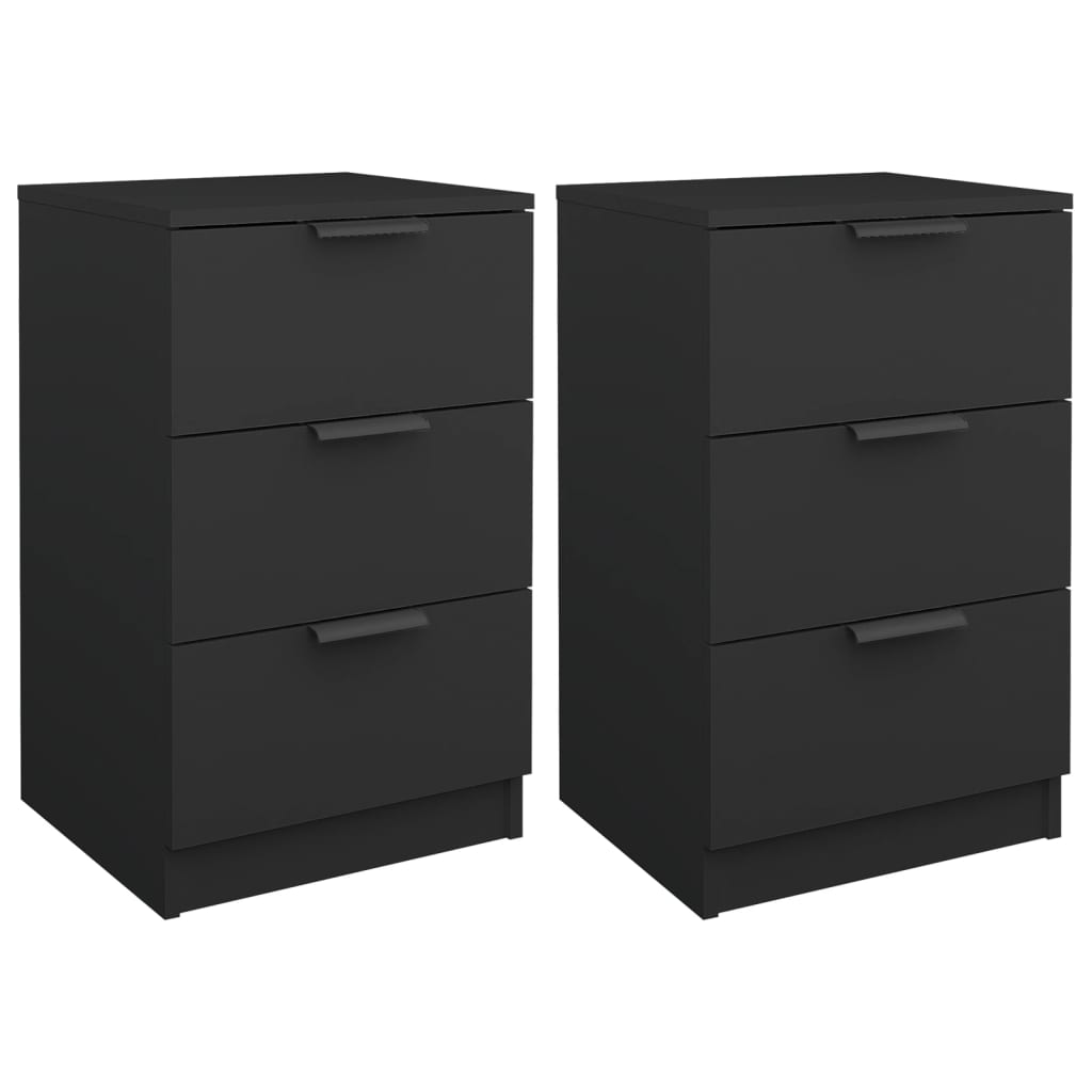 vidaXL Bedside Cabinets 2 pcs Black 40x36x65 cm