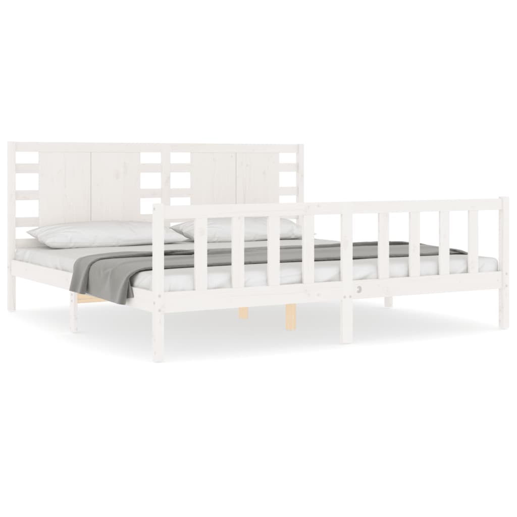 vidaXL Bed Frame without Mattress White 200x200 cm Solid Wood Pine