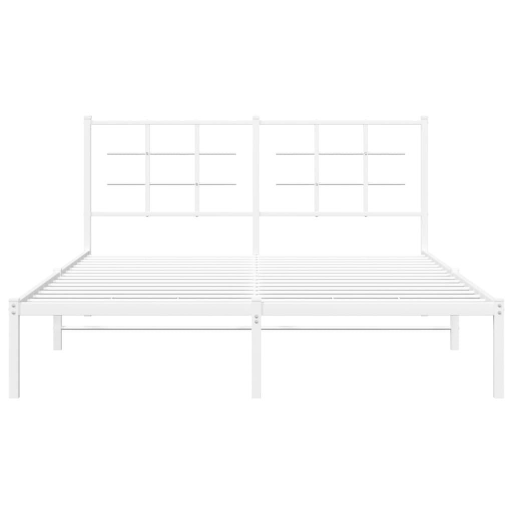 vidaXL Metal Bed Frame without Mattress with Headboard White 160x200 cm