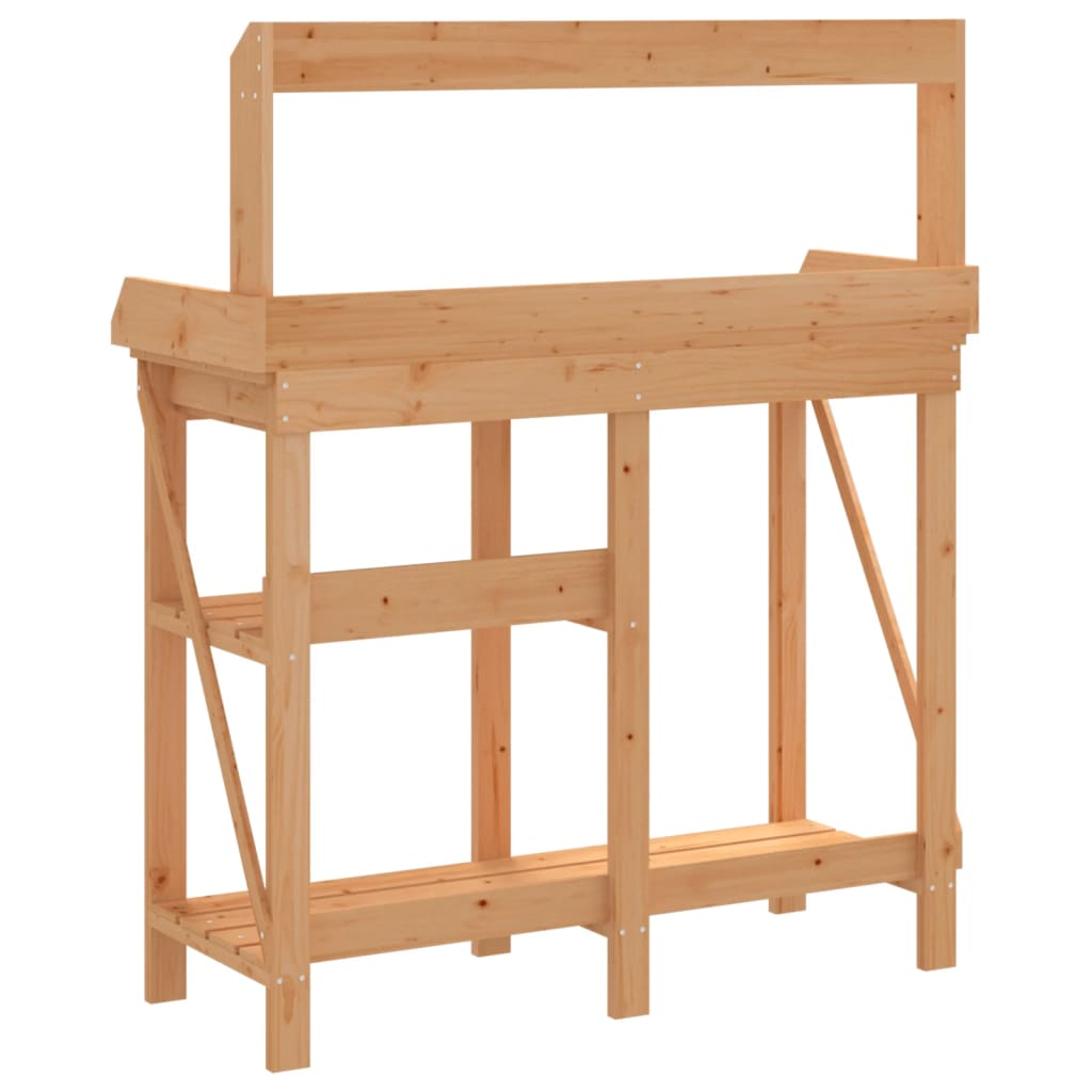 vidaXL Potting Bench with Shelves Brown Solid Wood Fir