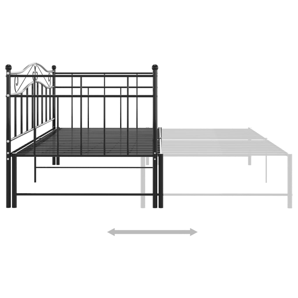 vidaXL Pull-out Sofa Bed Frame without Mattress Black Metal 90x200 cm