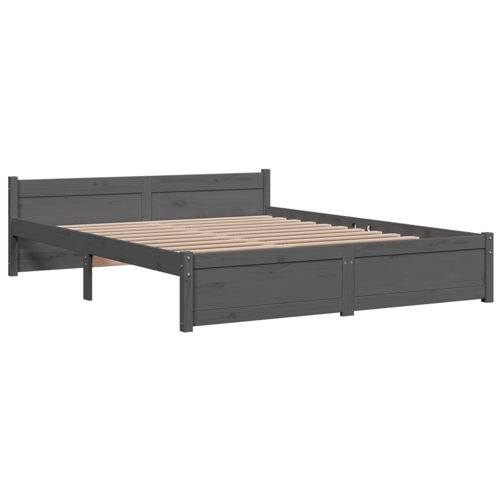 vidaXL Bed Frame without Mattress Grey Solid Wood 150x200 cm King Size