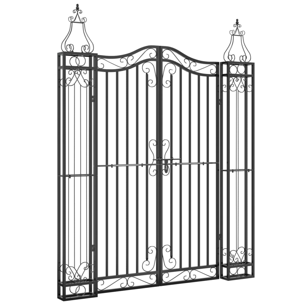 vidaXL Garden Gate Black 121x8x150 cm Wrought Iron