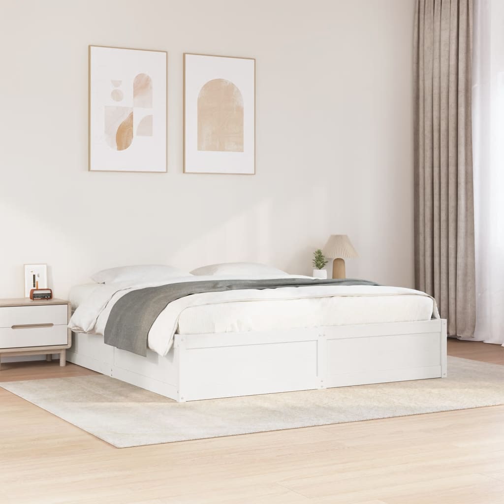 vidaXL Bed Frame without Mattress White 180x200 cm Super King Solid Wood Pine