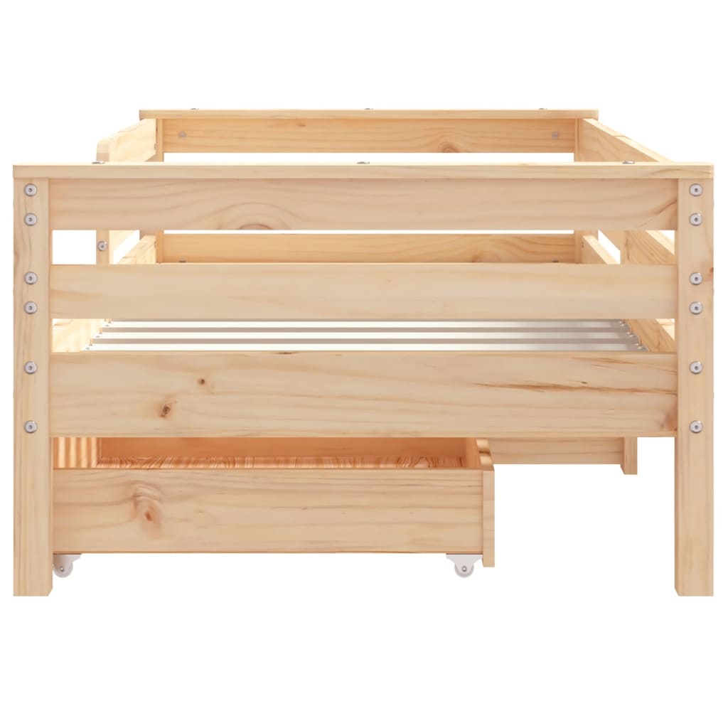 vidaXL Kids Bed Frame with Drawers 70x140 cm Solid Wood Pine