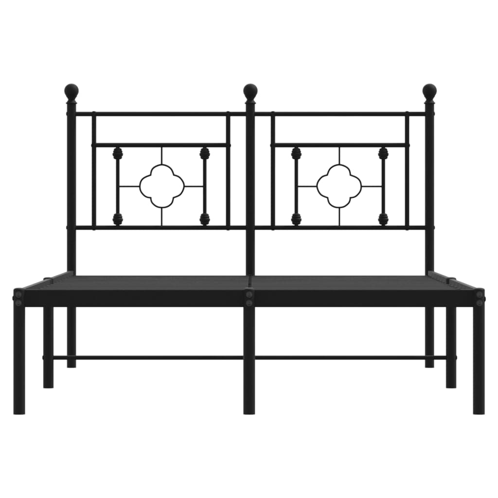 vidaXL Metal Bed Frame without Mattress with Headboard Black 120x190 cm Small Double