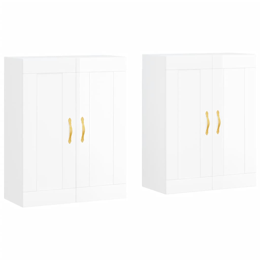 vidaXL Wall Mounted Cabinets 2 pcs High Gloss White Engineered Wood