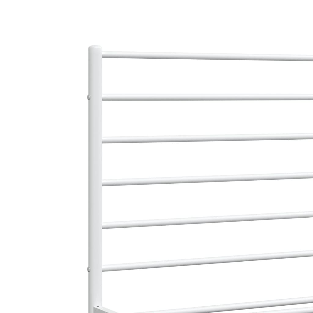 vidaXL Metal Bed Frame without Mattress with Footboard White 150x200 cm King Size