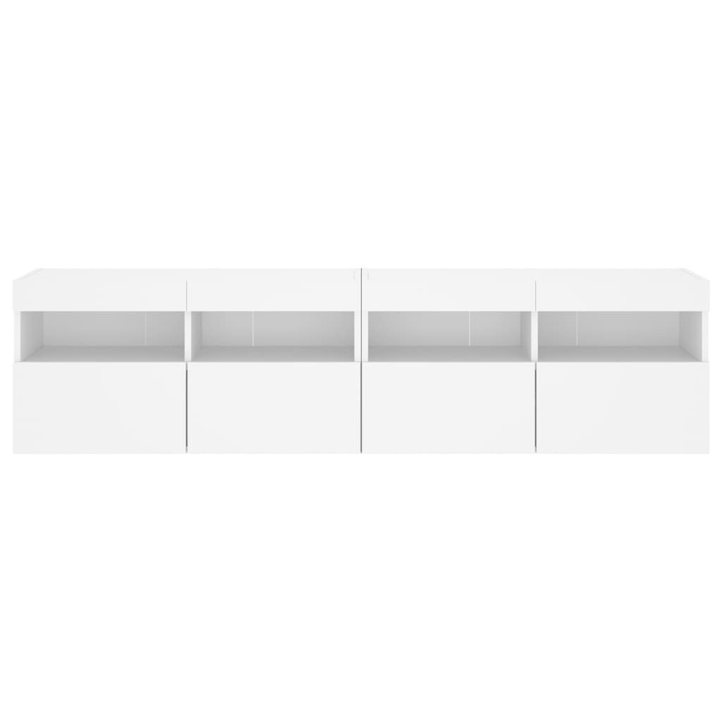 vidaXL TV Wall Cabinets with LED Lights 2 pcs White 80x30x40 cm