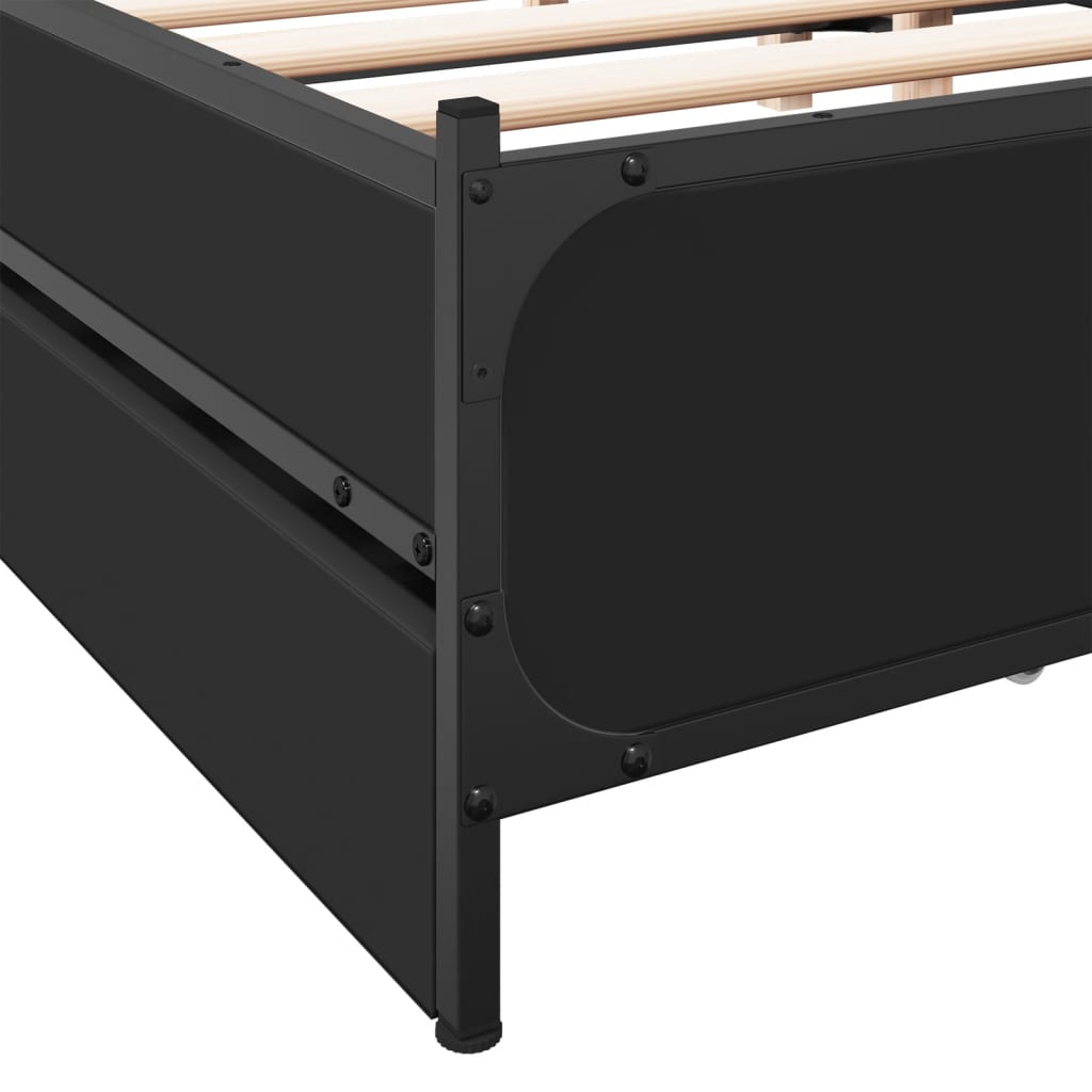 vidaXL Bed Frame with Drawers without Mattress Black 180x200 cm Super King