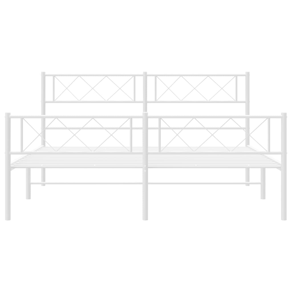 vidaXL Metal Bed Frame without Mattress with Footboard White 140x190 cm