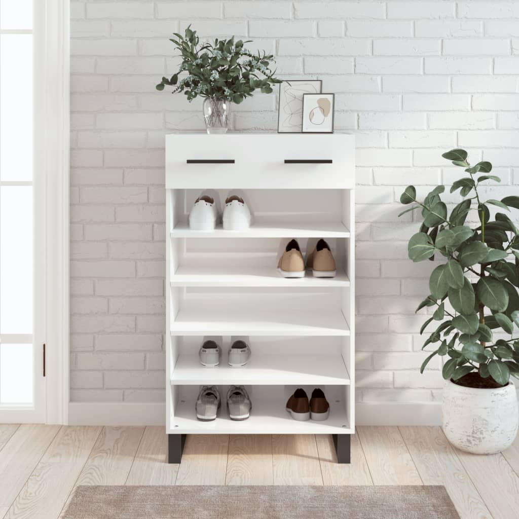 vidaXL Shoe Cabinet High Gloss White 60x35x105 cm Engineered Wood