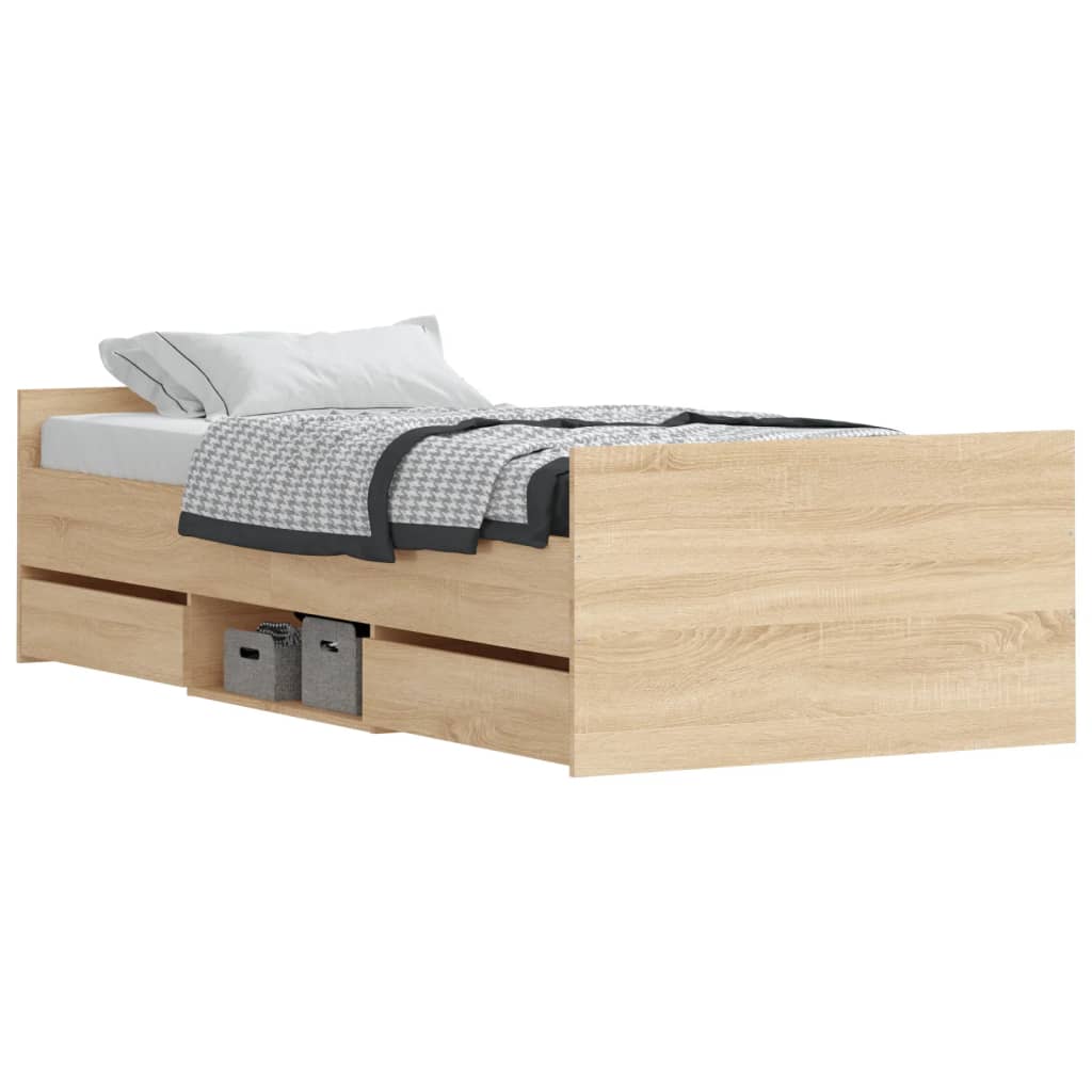 vidaXL Bed Frame without Mattress Sonoma Oak 100x200 cm