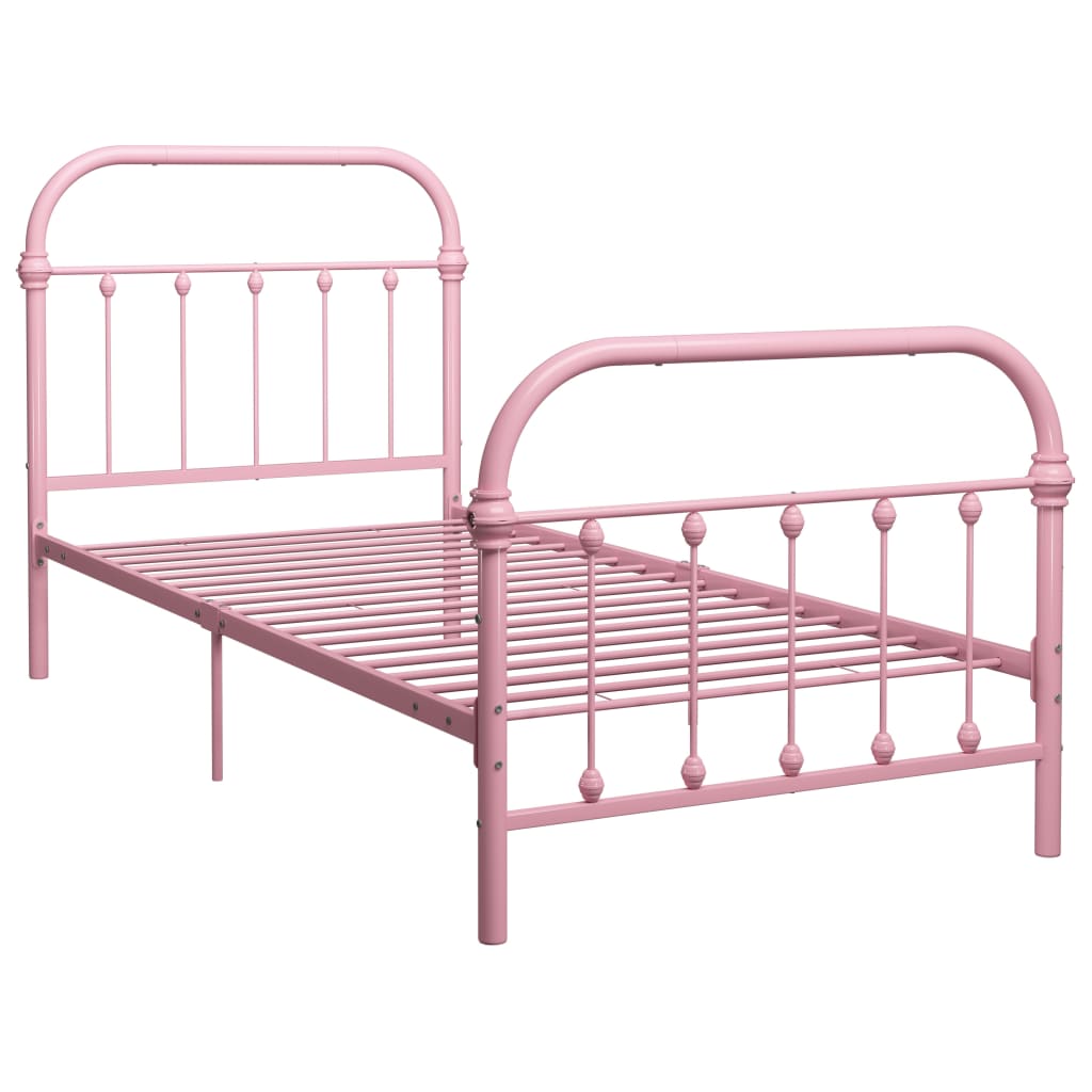 vidaXL Bed Frame without Mattress Pink Metal 100x200 cm